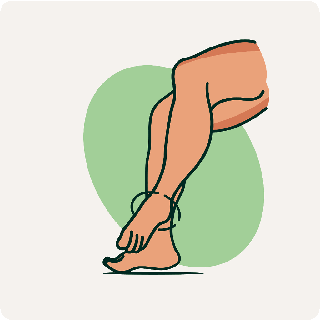 A pair of feet doing ankle rolls. Illustration.